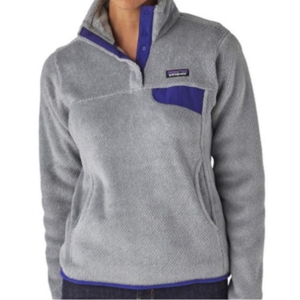 Patagonia Retool Pullover Gray Purple Small Womens